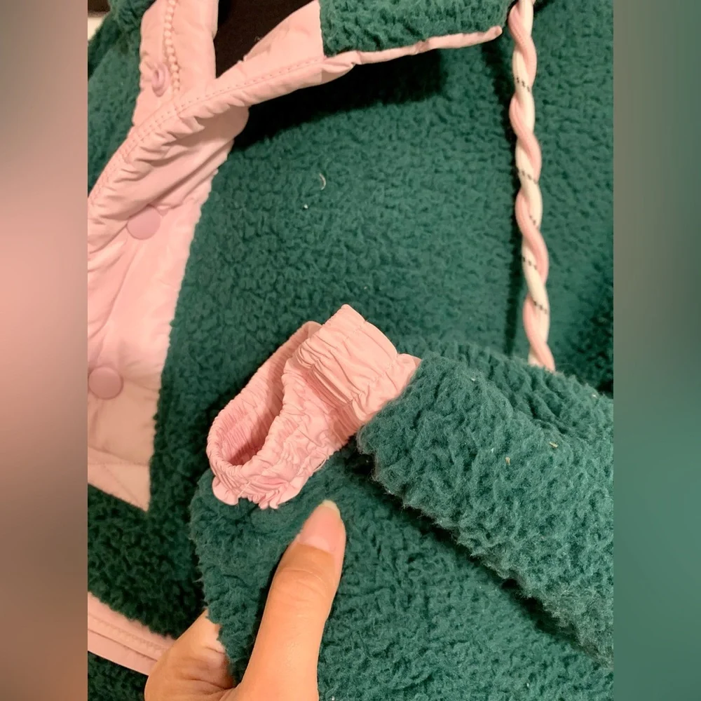 Sherpa oversized hoodie jacket frostbite fleece pullover 1/4 zip button up - Picture 7 of 16